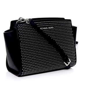 Special Edition Michael Kors Studded Selma Bag (Black, Medium, Leather, Satchel)